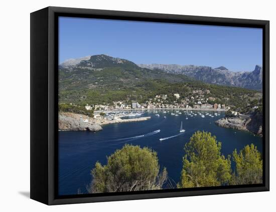 View over Bay and Harbour, Port De Soller, Mallorca (Majorca), Balearic Islands, Spain, Mediterrane-Stuart Black-Framed Stretched Canvas
