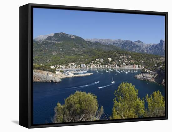 View over Bay and Harbour, Port De Soller, Mallorca (Majorca), Balearic Islands, Spain, Mediterrane-Stuart Black-Framed Stretched Canvas