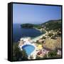 View over Bay, Kalami, North East Coast, Corfu, Ionian Islands, Greek Islands, Greece-Stuart Black-Framed Stretched Canvas
