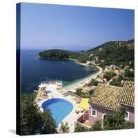 View over Bay, Kalami, North East Coast, Corfu, Ionian Islands, Greek Islands, Greece-Stuart Black-Stretched Canvas