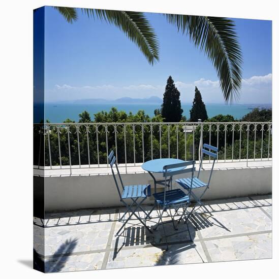 View over Bay of Tunis from Terrace of Dar Said Hotel, Sidi Bou Said, Tunisia, North Africa, Africa-Stuart Black-Stretched Canvas
