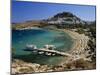 View over Beach and Castle, Lindos, Rhodes Island, Dodecanese Islands, Greek Islands, Greece-Stuart Black-Mounted Photographic Print