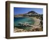 View over Beach and Castle, Lindos, Rhodes Island, Dodecanese Islands, Greek Islands, Greece-Stuart Black-Framed Photographic Print