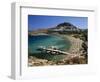 View over Beach and Castle, Lindos, Rhodes Island, Dodecanese Islands, Greek Islands, Greece-Stuart Black-Framed Photographic Print