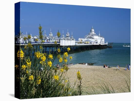 View over Beach and Pier, Eastbourne, East Sussex, England, United Kingdom, Europe-Stuart Black-Stretched Canvas