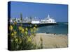 View over Beach and Pier, Eastbourne, East Sussex, England, United Kingdom, Europe-Stuart Black-Stretched Canvas