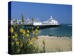 View over Beach and Pier, Eastbourne, East Sussex, England, United Kingdom, Europe-Stuart Black-Stretched Canvas