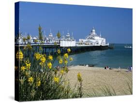 View over Beach and Pier, Eastbourne, East Sussex, England, United Kingdom, Europe-Stuart Black-Stretched Canvas