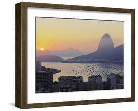View over Botafogo Neighbourhood towards the Sugarloaf Mountain at sunrise, Rio de Janeiro, Brazil,-Karol Kozlowski-Framed Photographic Print