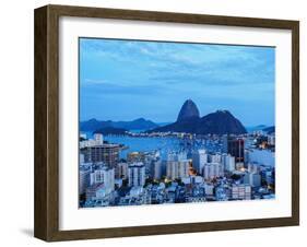 View over Botafogo towards the Sugarloaf Mountain at twilight, Rio de Janeiro, Brazil, South Americ-Karol Kozlowski-Framed Photographic Print