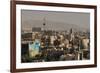 View over buildings from city centre towards Alborz Mountains, Tehran, Iran, Middle East-James Strachan-Framed Photographic Print