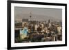 View over buildings from city centre towards Alborz Mountains, Tehran, Iran, Middle East-James Strachan-Framed Photographic Print