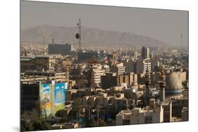 View over buildings from city centre towards Alborz Mountains, Tehran, Iran, Middle East-James Strachan-Mounted Photographic Print