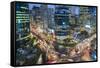 View over busy Gangnam at dusk, Gangnam District, Seoul, South Korea-Peter Adams-Framed Stretched Canvas