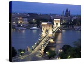 View Over Chain Bridge and St. Stephens Basilica, Budapest, Hungary-Gavin Hellier-Stretched Canvas