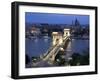 View Over Chain Bridge and St. Stephens Basilica, Budapest, Hungary-Gavin Hellier-Framed Photographic Print