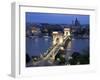 View Over Chain Bridge and St. Stephens Basilica, Budapest, Hungary-Gavin Hellier-Framed Photographic Print