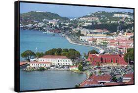 View over Charlotte Amalie, capital of St. Thomas, with Fort Christian, US Virgin Islands, West Ind-Michael Runkel-Framed Stretched Canvas