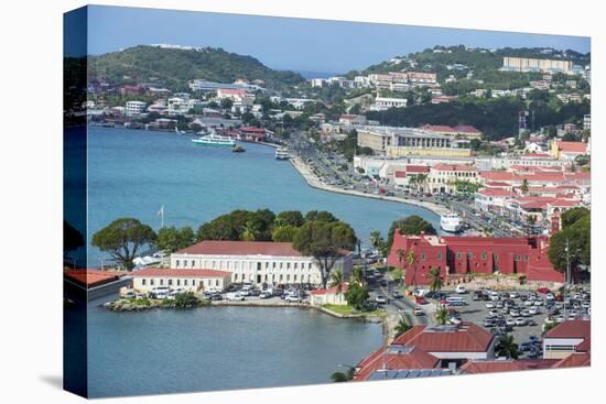 View over Charlotte Amalie, capital of St. Thomas, with Fort Christian, US Virgin Islands, West Ind-Michael Runkel-Stretched Canvas