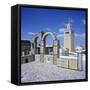 View over City and Great Mosque from Tiled Roof Top, Tunis, Tunisia, North Africa, Africa-Stuart Black-Framed Stretched Canvas