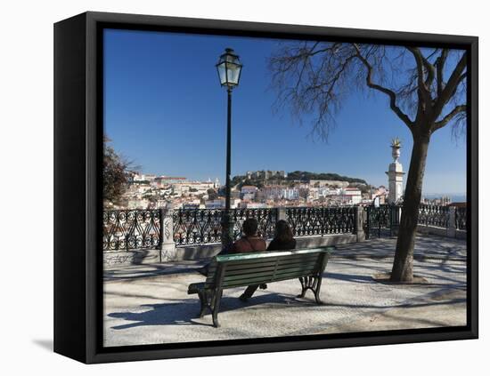 View over City from Miradouro de Sao Pedro de Alcantara, Bairro Alto, Lisbon, Portugal, Europe-Stuart Black-Framed Stretched Canvas
