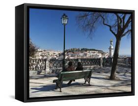 View over City from Miradouro de Sao Pedro de Alcantara, Bairro Alto, Lisbon, Portugal, Europe-Stuart Black-Framed Stretched Canvas