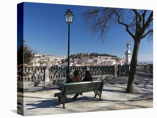 View over City from Miradouro de Sao Pedro de Alcantara, Bairro Alto, Lisbon, Portugal, Europe-Stuart Black-Stretched Canvas