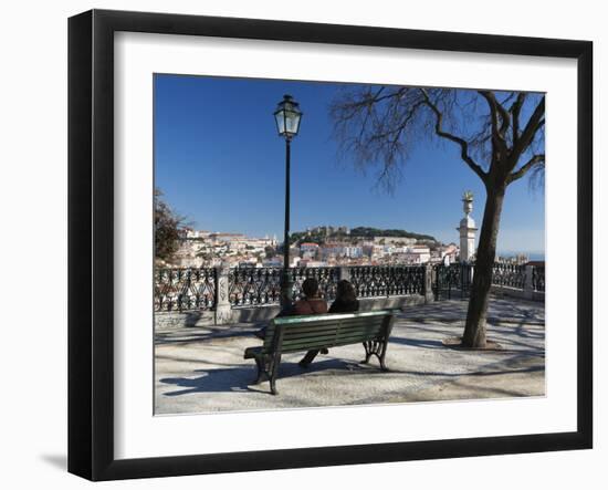 View over City from Miradouro de Sao Pedro de Alcantara, Bairro Alto, Lisbon, Portugal, Europe-Stuart Black-Framed Photographic Print