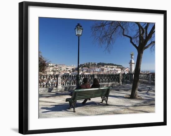 View over City from Miradouro de Sao Pedro de Alcantara, Bairro Alto, Lisbon, Portugal, Europe-Stuart Black-Framed Photographic Print