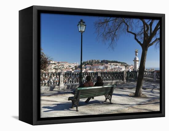 View over City from Miradouro de Sao Pedro de Alcantara, Bairro Alto, Lisbon, Portugal, Europe-Stuart Black-Framed Stretched Canvas