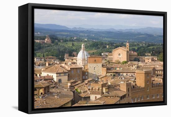 View over City Rooftops to Rolling Hills, the Basilica of San Francesco Prominent, Siena-Ruth Tomlinson-Framed Stretched Canvas