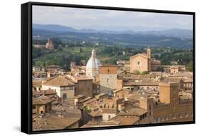 View over City Rooftops to Rolling Hills, the Basilica of San Francesco Prominent, Siena-Ruth Tomlinson-Framed Stretched Canvas