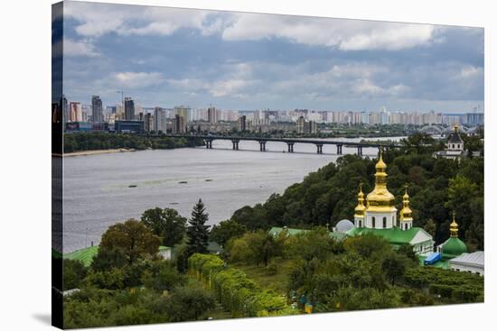 View over City, the Kiev-Pechersk Lavra and the Dnieper River, Kiev (Kyiv), Ukraine, Europe-Michael Runkel-Stretched Canvas