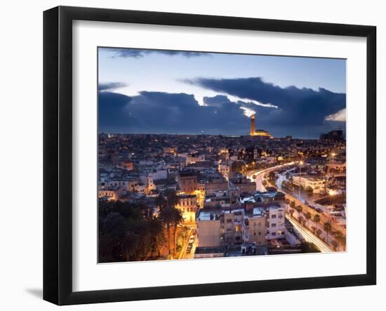 View over City with Hassan II Mosque, Third Largest Mosque in World, Casablanca, Morocco-Gavin Hellier-Framed Premium Photographic Print