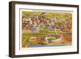 View over Cleveland Stadium, Cleveland, Ohio-null-Framed Art Print