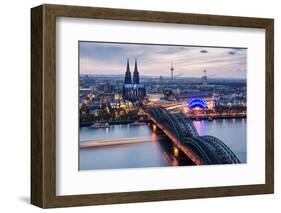 View over Cologne in the Evening, North Rhine-Westphalia, Germany-Steve Simon-Framed Photographic Print