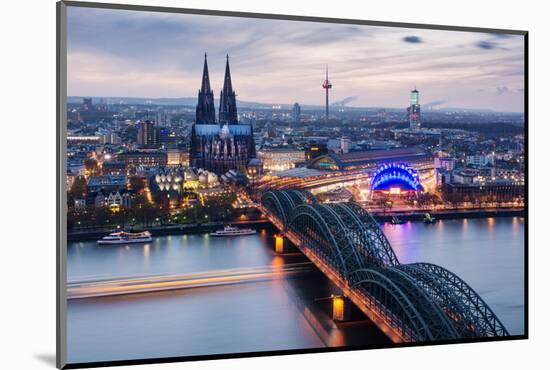 View over Cologne in the Evening, North Rhine-Westphalia, Germany-Steve Simon-Mounted Photographic Print