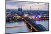 View over Cologne in the Evening, North Rhine-Westphalia, Germany-Steve Simon-Mounted Photographic Print