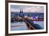 View over Cologne in the Evening, North Rhine-Westphalia, Germany-Steve Simon-Framed Photographic Print