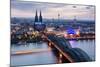 View over Cologne in the Evening, North Rhine-Westphalia, Germany-Steve Simon-Mounted Photographic Print