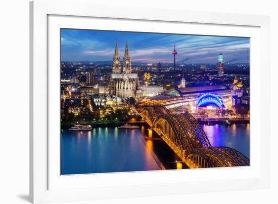 View over Cologne in the Evening, North Rhine-Westphalia, Germany-Steve Simon-Framed Photographic Print