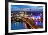 View over Cologne in the Evening, North Rhine-Westphalia, Germany-Steve Simon-Framed Photographic Print