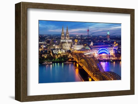 View over Cologne in the Evening, North Rhine-Westphalia, Germany-Steve Simon-Framed Photographic Print