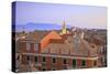 View over Corfu Old Town with Agios Spyridon at Dusk, Corfu Old Town, Corfu-Neil Farrin-Stretched Canvas