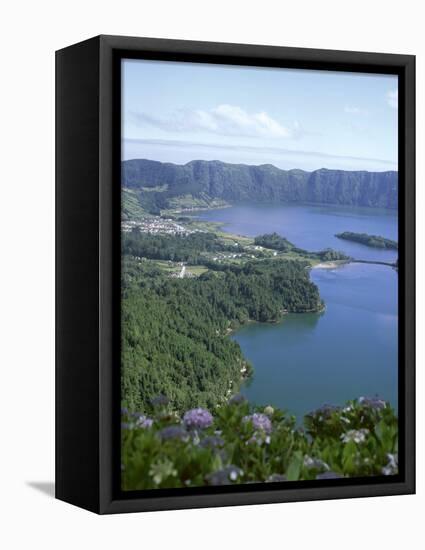 View Over Crater Lake, Sete Citades, San Miguel, Azores Islands, Portugal, Atlantic-David Lomax-Framed Stretched Canvas