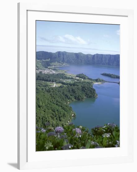 View Over Crater Lake, Sete Citades, San Miguel, Azores Islands, Portugal, Atlantic-David Lomax-Framed Photographic Print