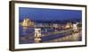 View over Danube River to Chain Bridge and Parliament, UNESCO World Heritage Site, Budapest, Hungar-Markus Lange-Framed Photographic Print