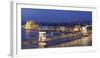 View over Danube River to Chain Bridge and Parliament, UNESCO World Heritage Site, Budapest, Hungar-Markus Lange-Framed Photographic Print