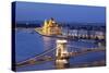 View over Danube River to Chain Bridge and Parliament, UNESCO World Heritage Site, Budapest, Hungar-Markus Lange-Stretched Canvas