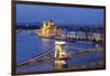 View over Danube River to Chain Bridge and Parliament, UNESCO World Heritage Site, Budapest, Hungar-Markus Lange-Framed Photographic Print